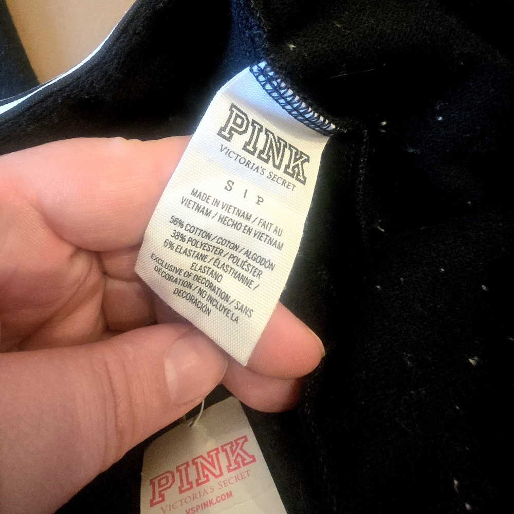 PINK Victoria's Secret Black Joggers with White Accents - Picture 8 of 9